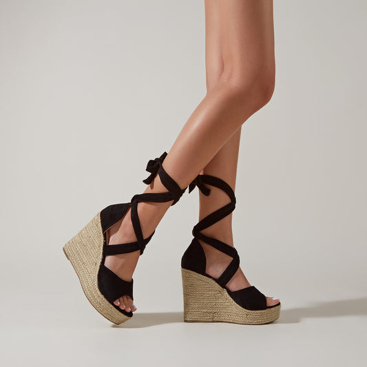 Lace Up Ladies' Summer Wedge Heel