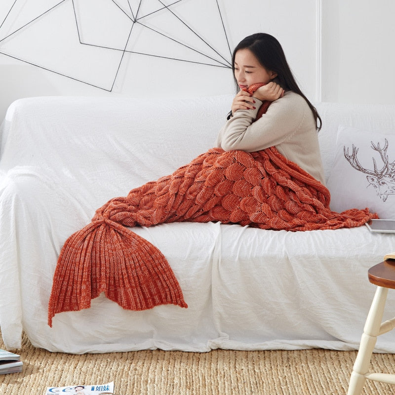 Knitted Mermaid Tail Blanket