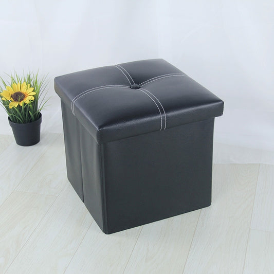 Leather Ottoman Storage Footstool Home Organizer Box