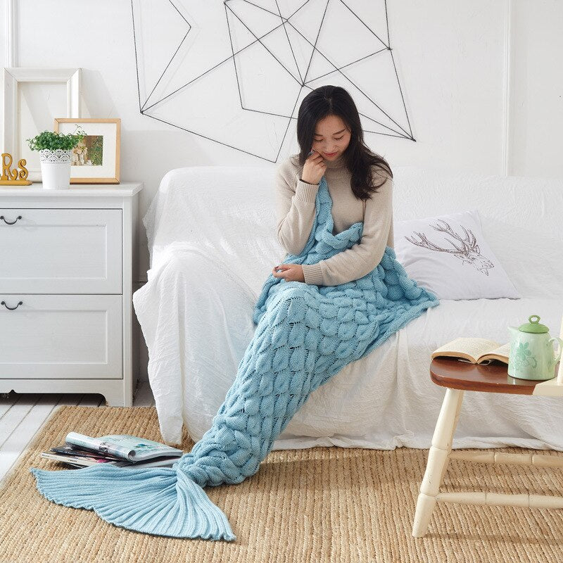 Knitted Mermaid Tail Blanket