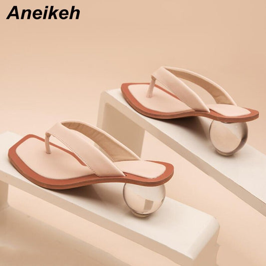 Ladies Slip On Sandals with Transparent Round Heel