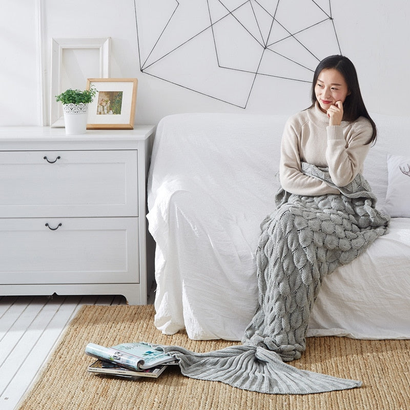 Knitted Mermaid Tail Blanket